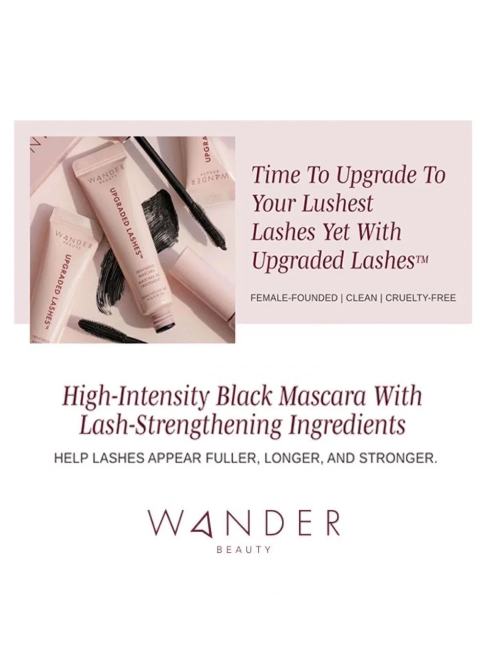 Wander Beauty Upgraded Lashes Treatment Mascara Jet Black NIB